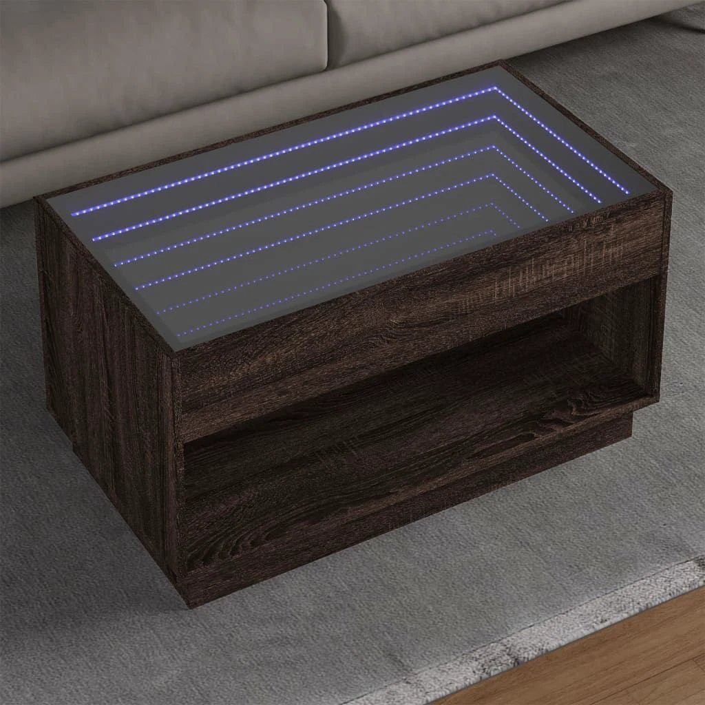 vidaXL Coffee Table 40x40x50 cm Infinity LED RGB Mirror Living Room Modern Decor by vidaXL