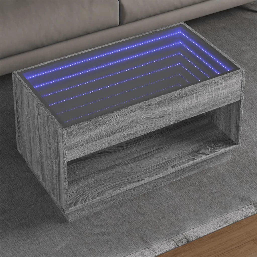 vidaXL Coffee Table 40x40x50 cm Infinity LED RGB Mirror Living Room Modern Decor by vidaXL