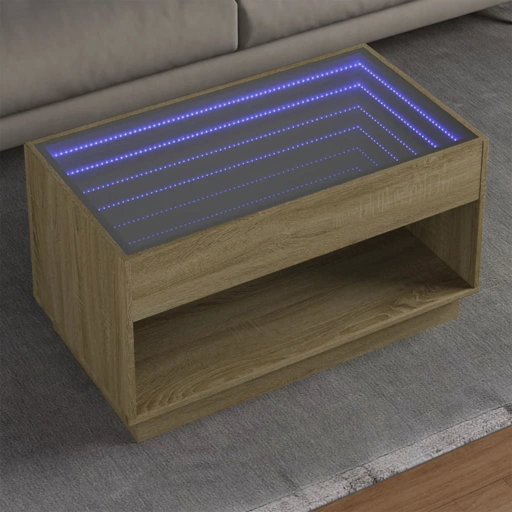 vidaXL Coffee Table 40x40x50 cm Infinity LED RGB Mirror Living Room Modern Decor by vidaXL
