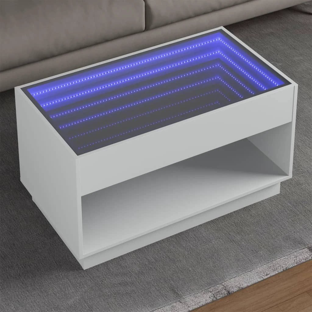 vidaXL Coffee Table 40x40x50 cm Infinity LED RGB Mirror Living Room Modern Decor by vidaXL