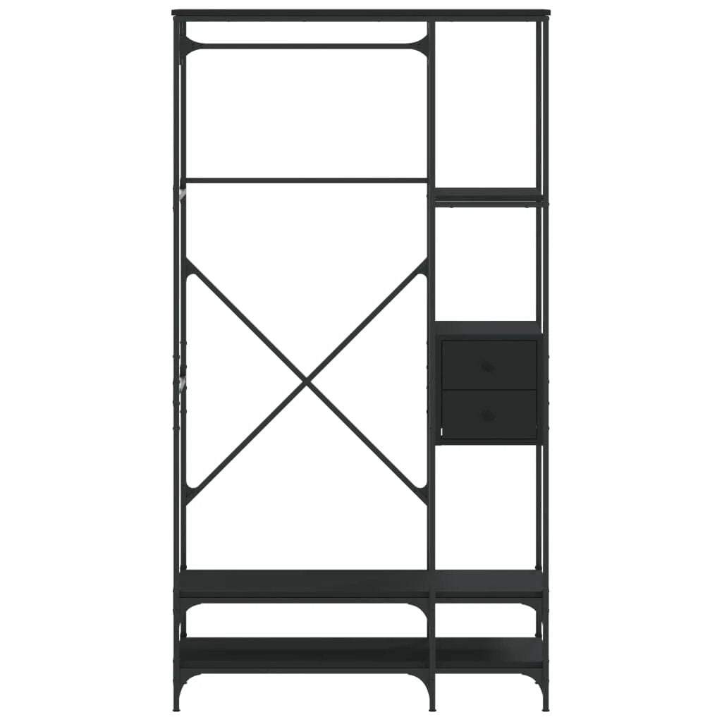 vidaXL VidaXL Clothes Rack With Shelves Tall Black Engineered Wood Moisture Resistant Storage Organizer For Home - Wardrobe