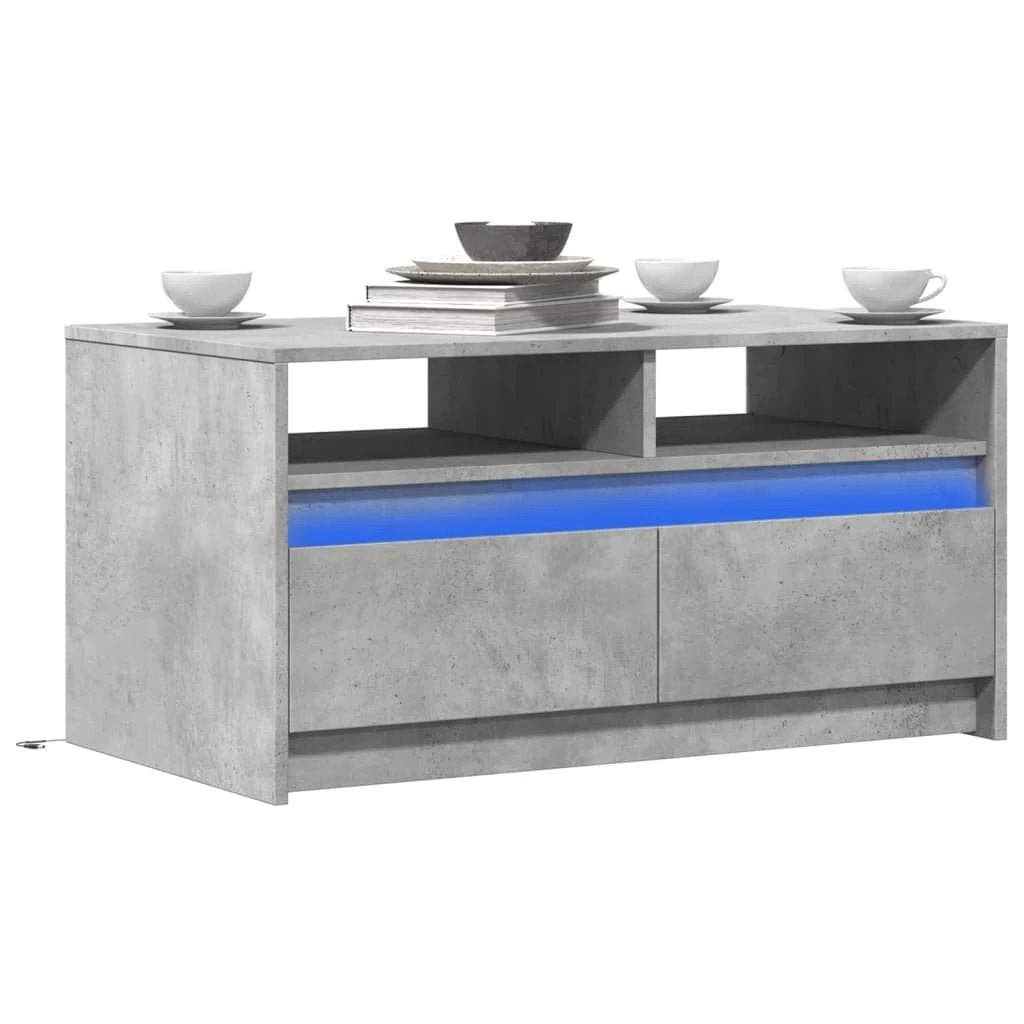 vidaXL VidaXL LED Lights Coffee Table White Wood For Living Room - Coffee Table