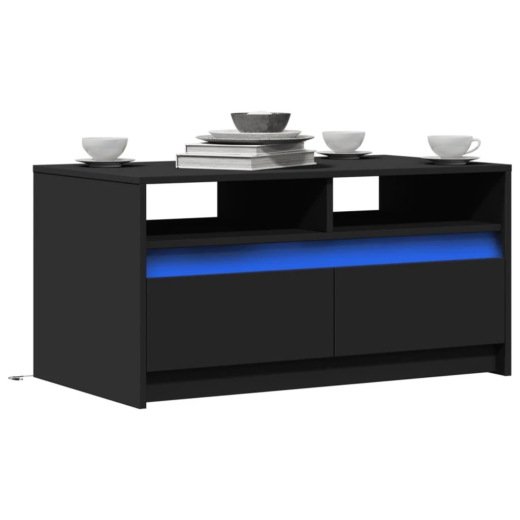 vidaXL VidaXL LED Lights Coffee Table White Wood For Living Room - Coffee Table