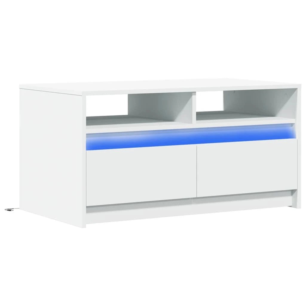 vidaXL VidaXL LED Lights Coffee Table White Wood For Living Room - Coffee Table