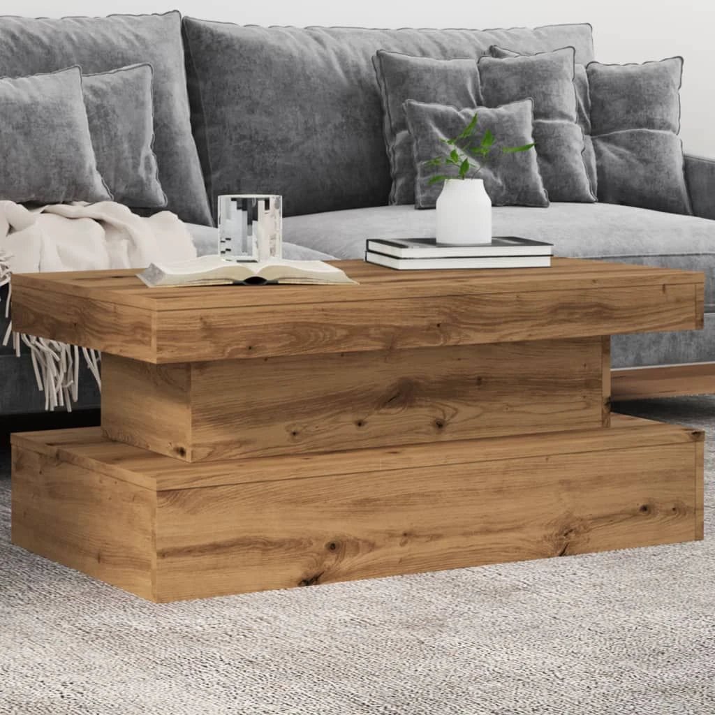 VidaXL Coffee Table 50x50x40 cm LED Lights Living Room by vidaXL