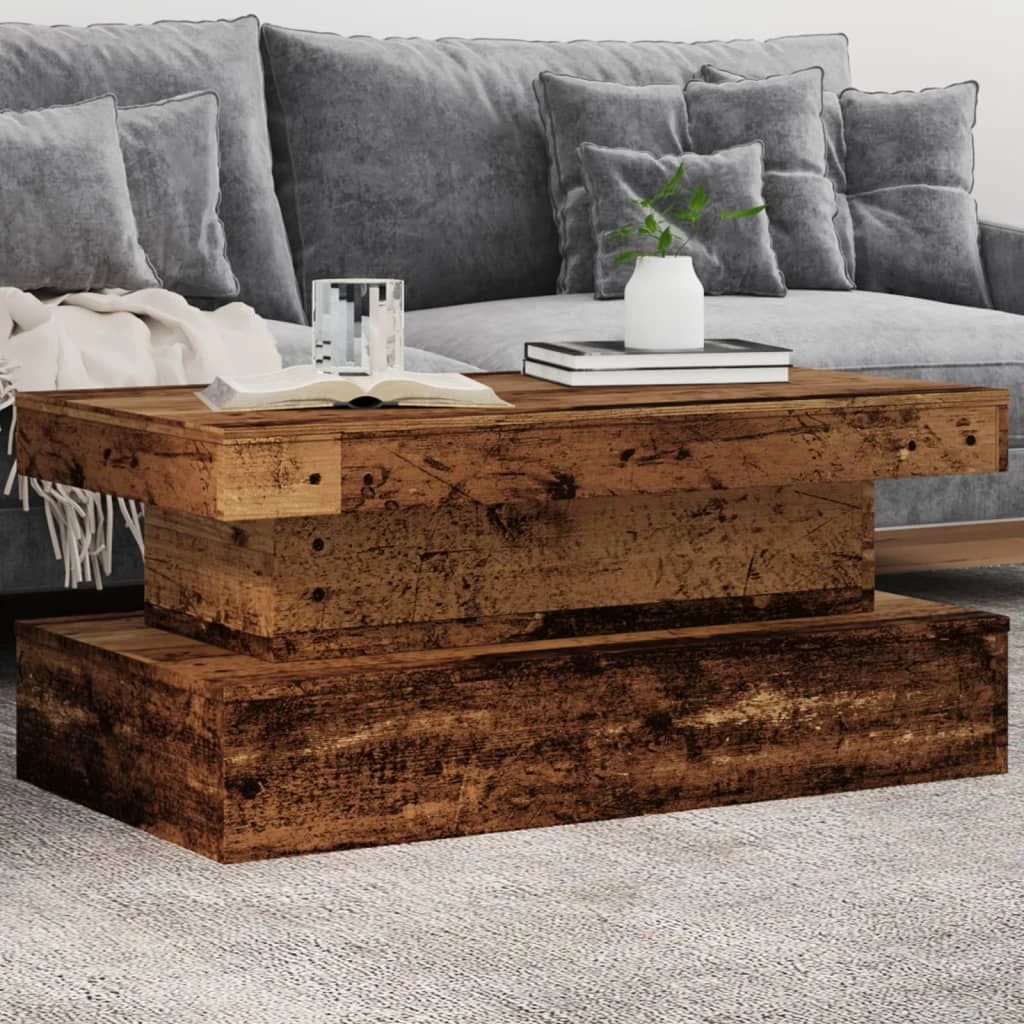 VidaXL Coffee Table 50x50x40 cm LED Lights Living Room by vidaXL