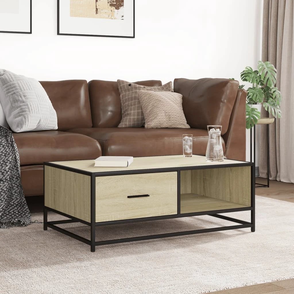 VidaXL Coffee Table Sonoma Oak 90x57x35 Industrial Home Use by vidaXL