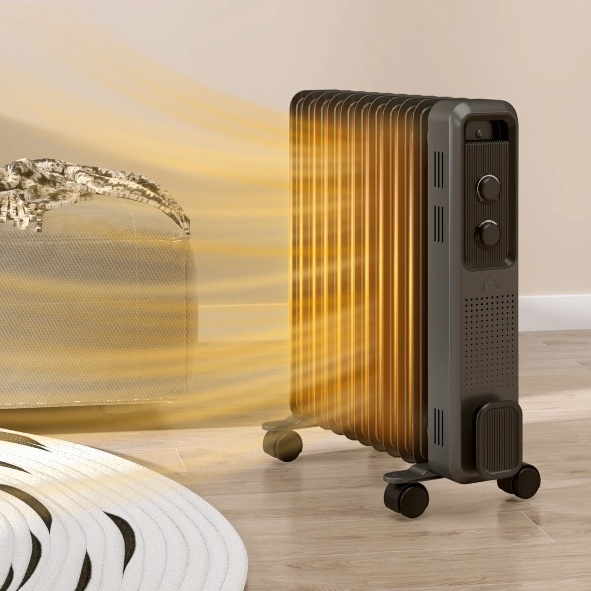 HOMCOM Oil Filled Radiator 9 Fin 3 Heat For Home by HOMCOM