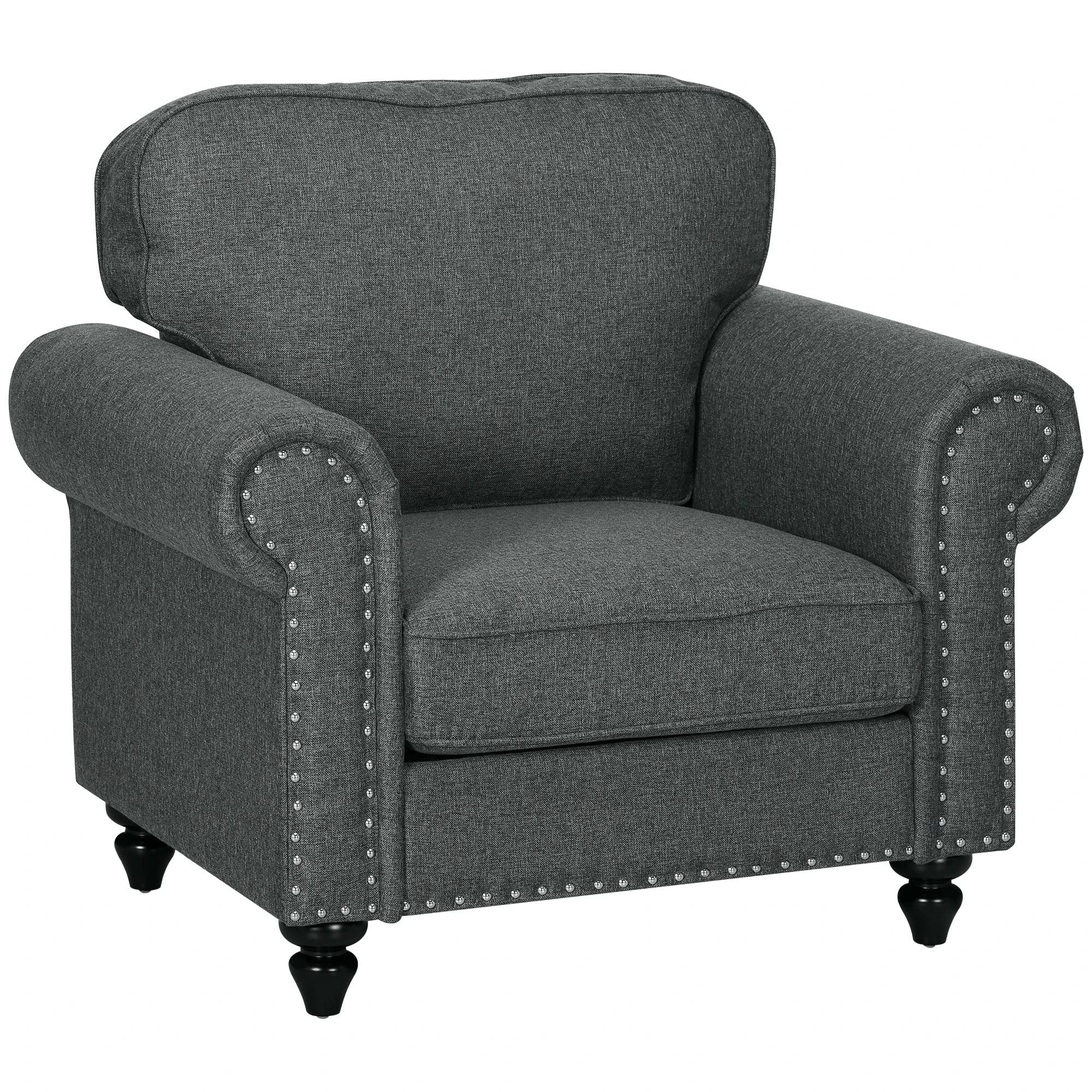 Mid Century Armchair Upholstered With Wood Frame by PawHut