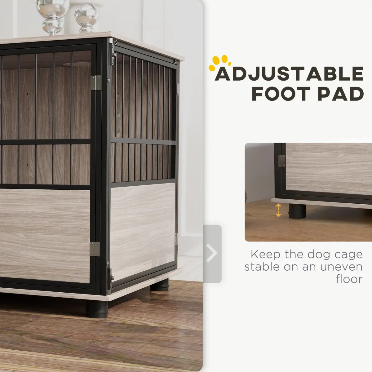 PawHut PawHut 80cm Dog Crate Furniture Dog Cage End Table Indoor w/ Doors, Cushion - Dog Crate