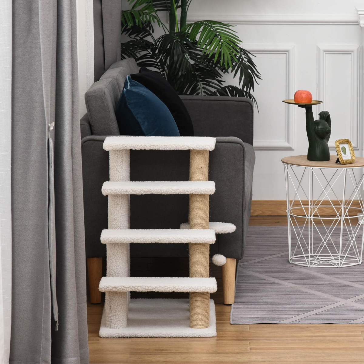 PawHut Pet Stair with 4-step Climb Ladder, Scratching Posts - from PawHut