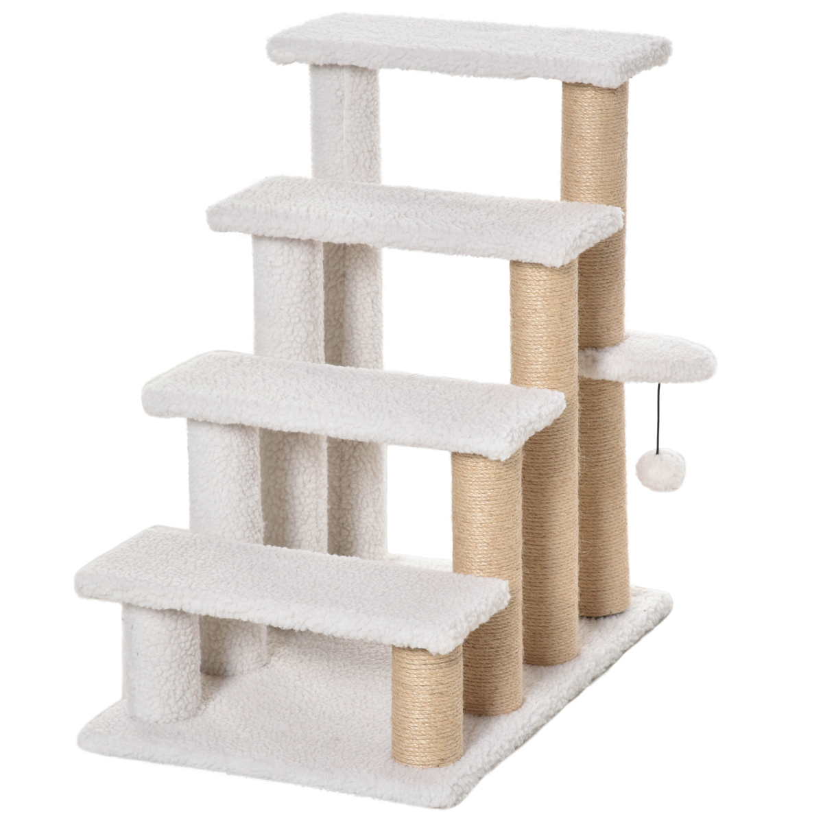PawHut Pet Stair with 4-step Climb Ladder, Scratching Posts - from PawHut