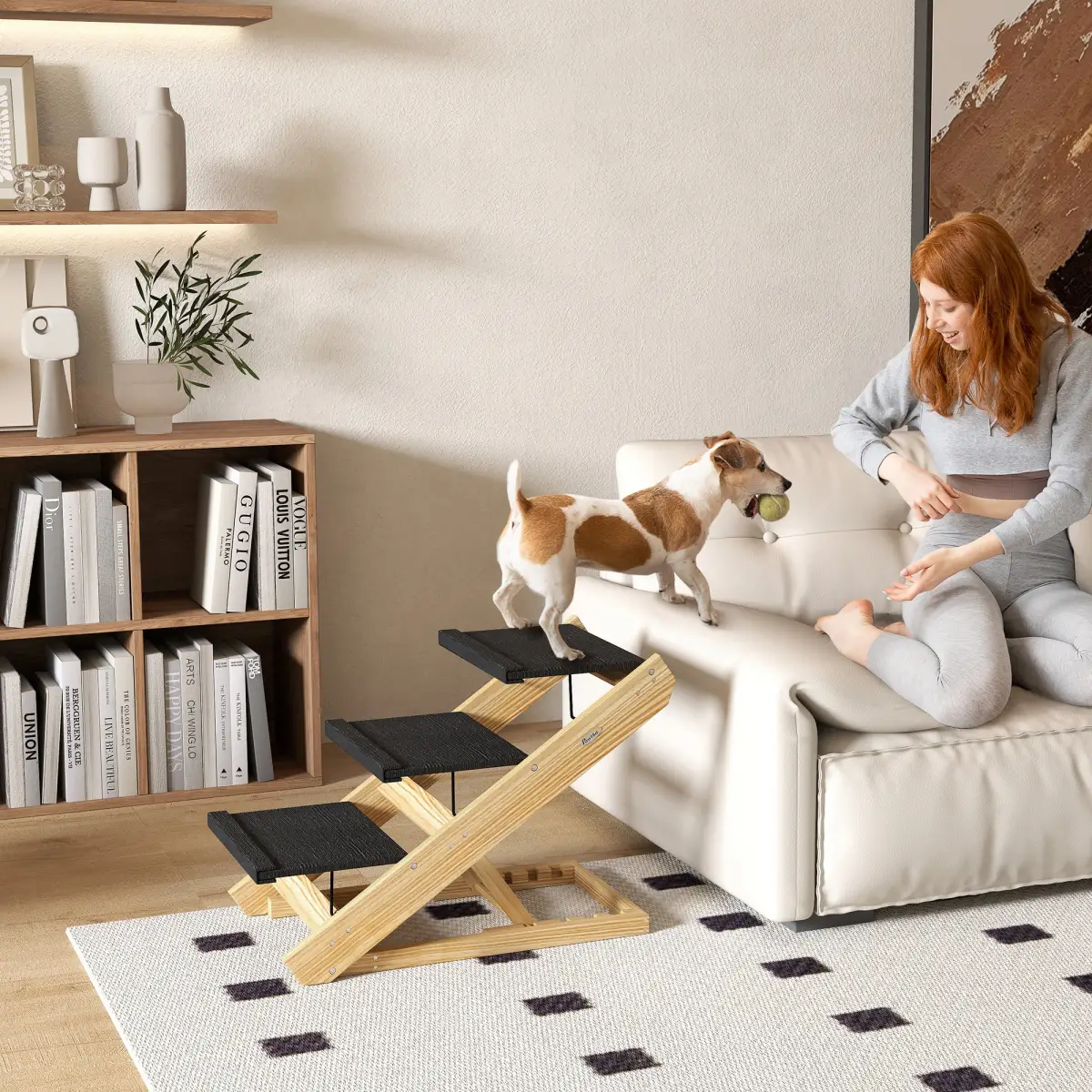 PawHut PawHut Dog Steps Dog Ramp, 3-Step Adjustable Height Pet Stairs for Medium Dogs - Dog Steps