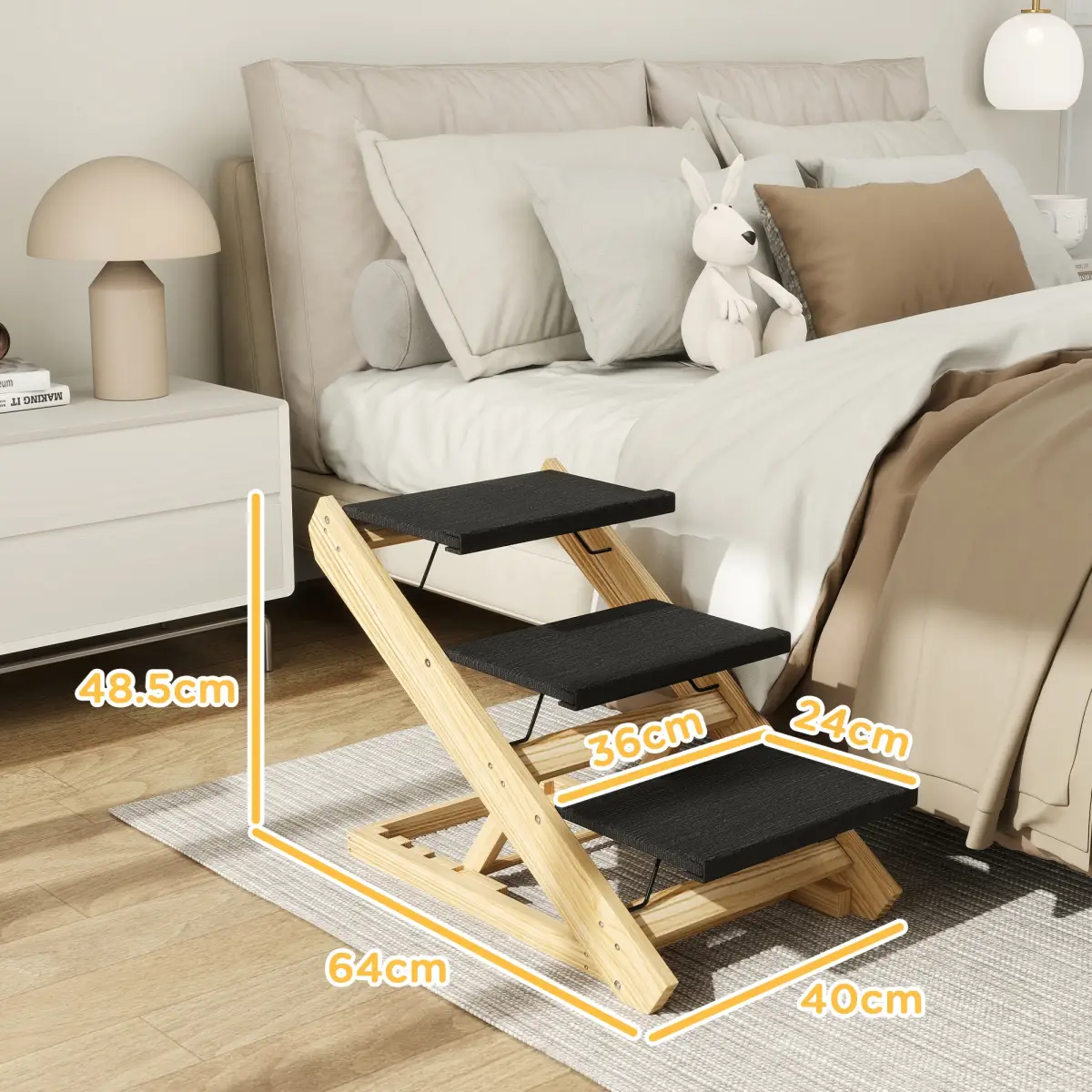 PawHut PawHut Dog Steps Dog Ramp, 3-Step Adjustable Height Pet Stairs for Medium Dogs - Dog Steps