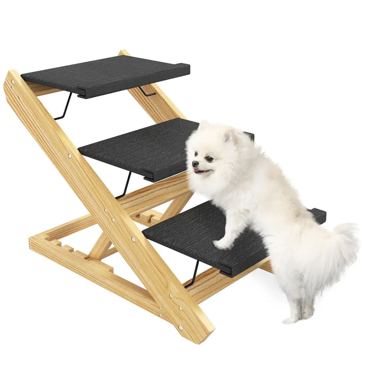 PawHut PawHut Dog Steps Dog Ramp, 3-Step Adjustable Height Pet Stairs for Medium Dogs - Dog Steps