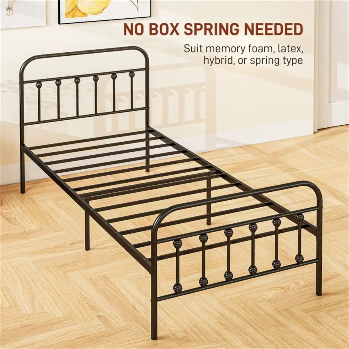 N/A Single Metal Bed Frame - Bed Frames