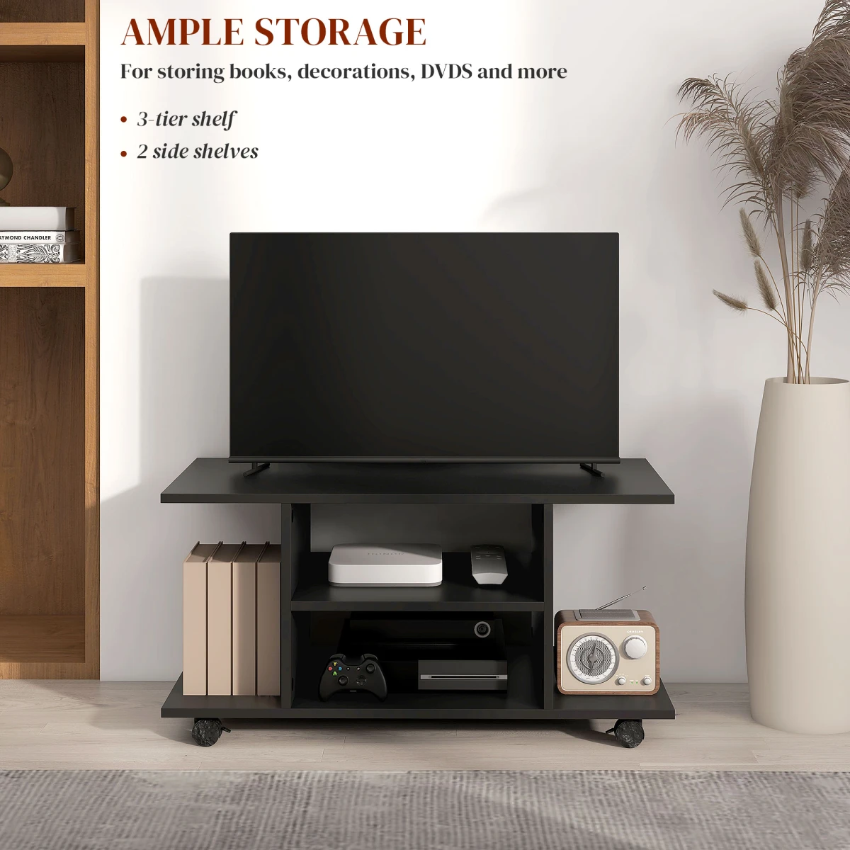HOMCOM TV Cabinet Stand 3 Tier Shelves For Living Room by HOMCOM