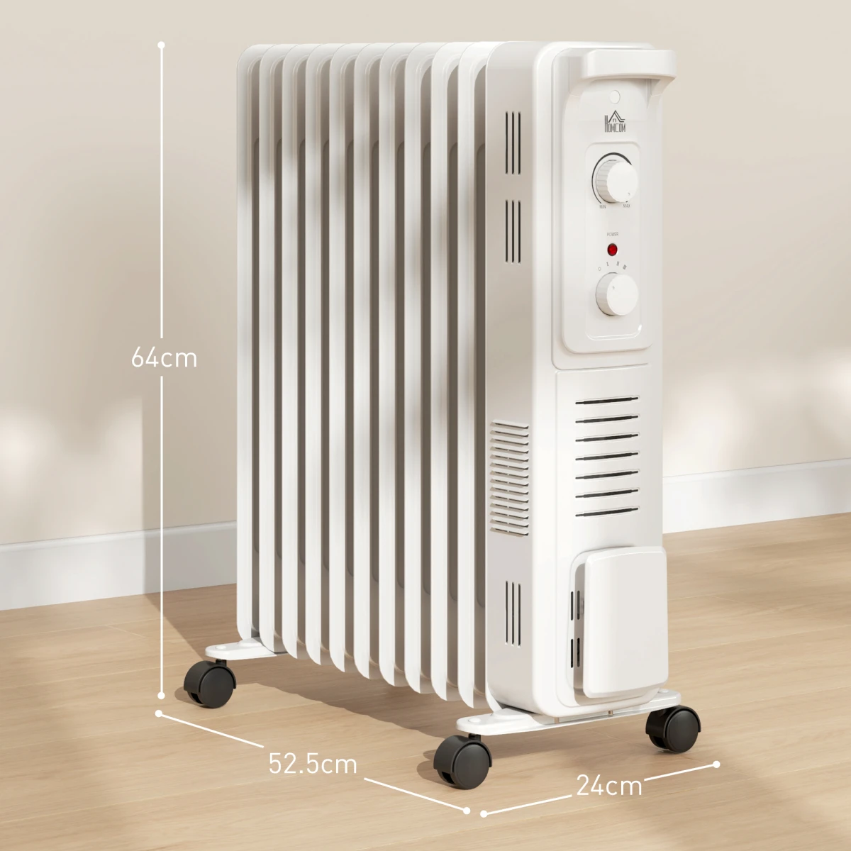 HOMCOM Oil Filled Heater 7 Fin Radiator 1500W Quiet Energy Efficient Home Use Living Room by HOMCOM