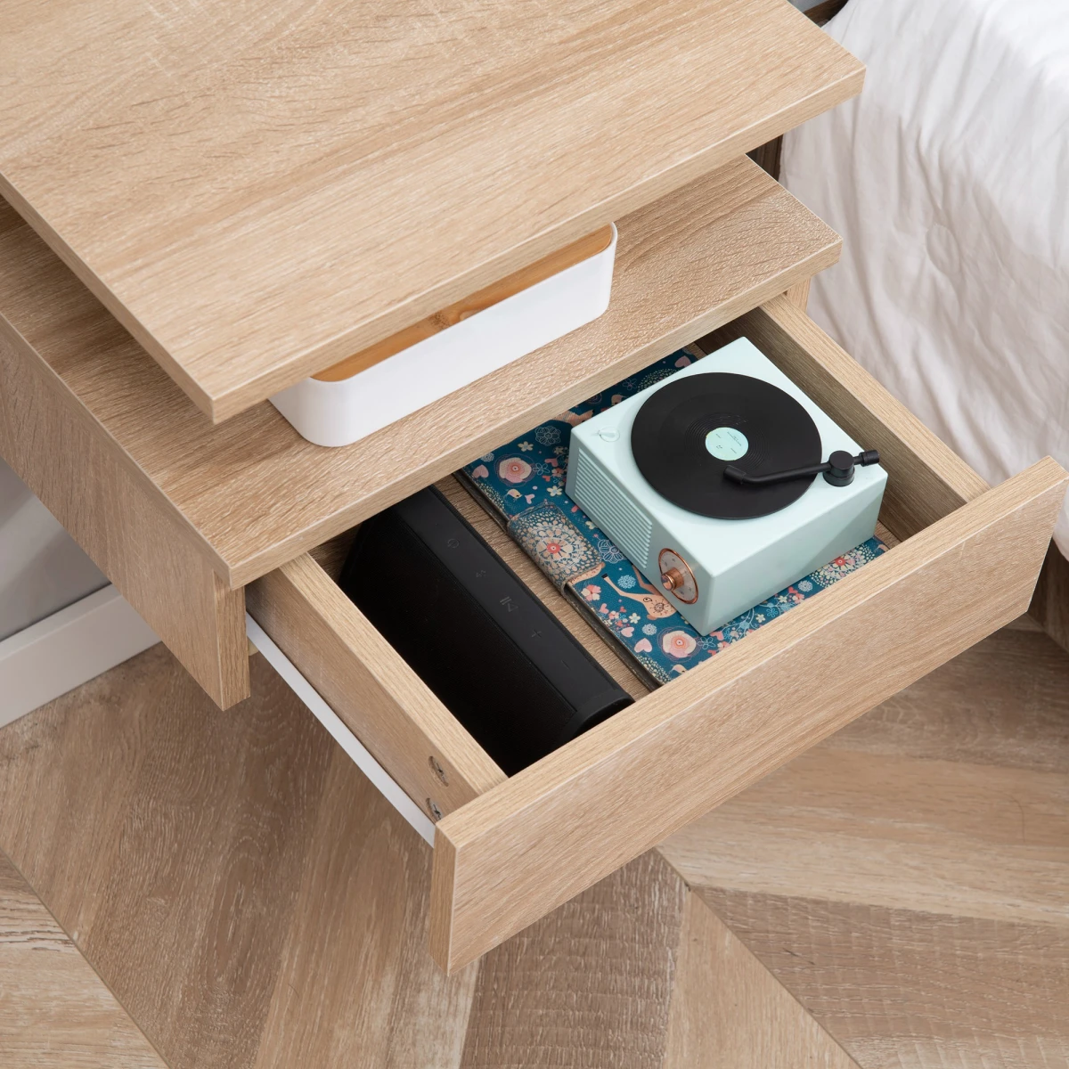 HOMCOM Nightstand Set 35W Floating Drawer Bedroom by HOMCOM