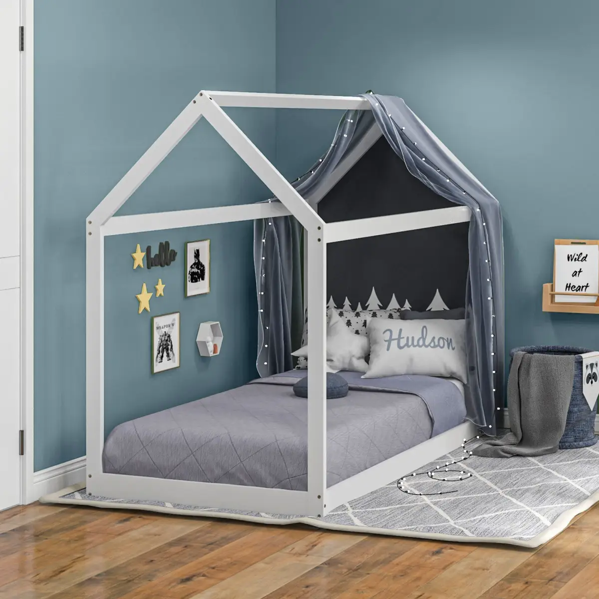 HOMCOM HOMCOM Wooden Single Bed Frame with Tree House Style - Bed Frames