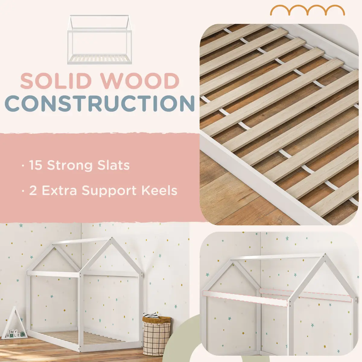 HOMCOM HOMCOM Wooden Single Bed Frame with Tree House Style - Bed Frames
