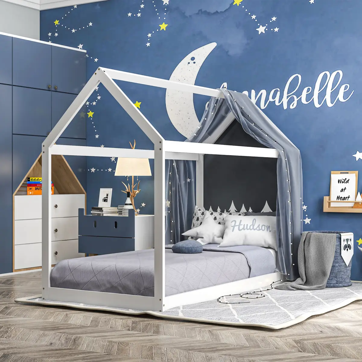 HOMCOM HOMCOM Wooden Single Bed Frame with Tree House Style - Bed Frames