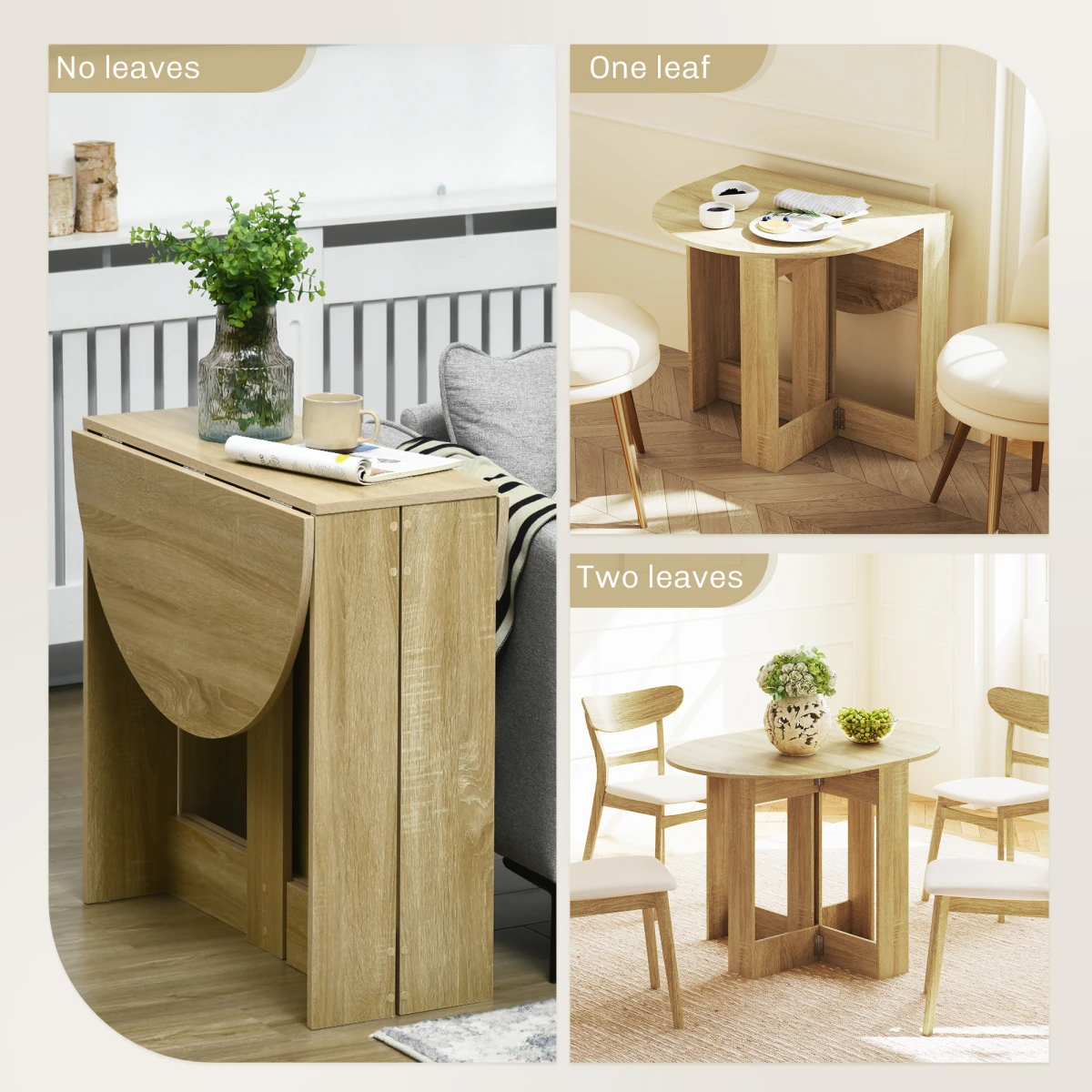 HOMCOM HOMCOM Oak Folding Dining Table Drop Leaves for Kitchens - Dining Table