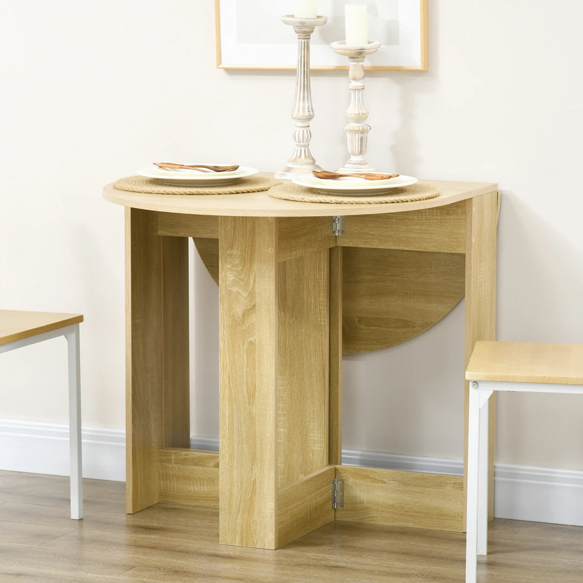 HOMCOM HOMCOM Oak Folding Dining Table Drop Leaves for Kitchens - Dining Table