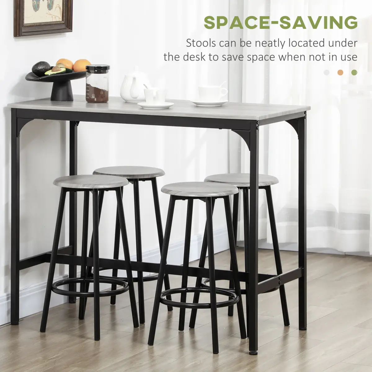 HOMCOM HOMCOM 5 Piece Bar Table and Stools Set with Metal Frame - Dining Set