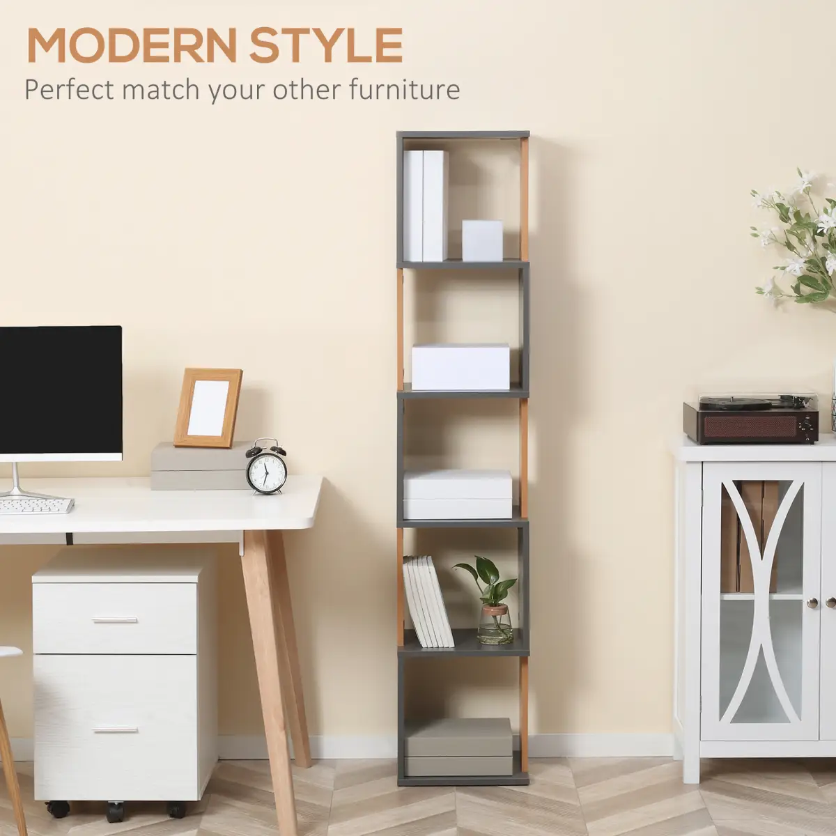 HOMCOM HOMCOM 5-Tier Bookshelf Freestanding Bookcase Storage Shelves - Bookcase