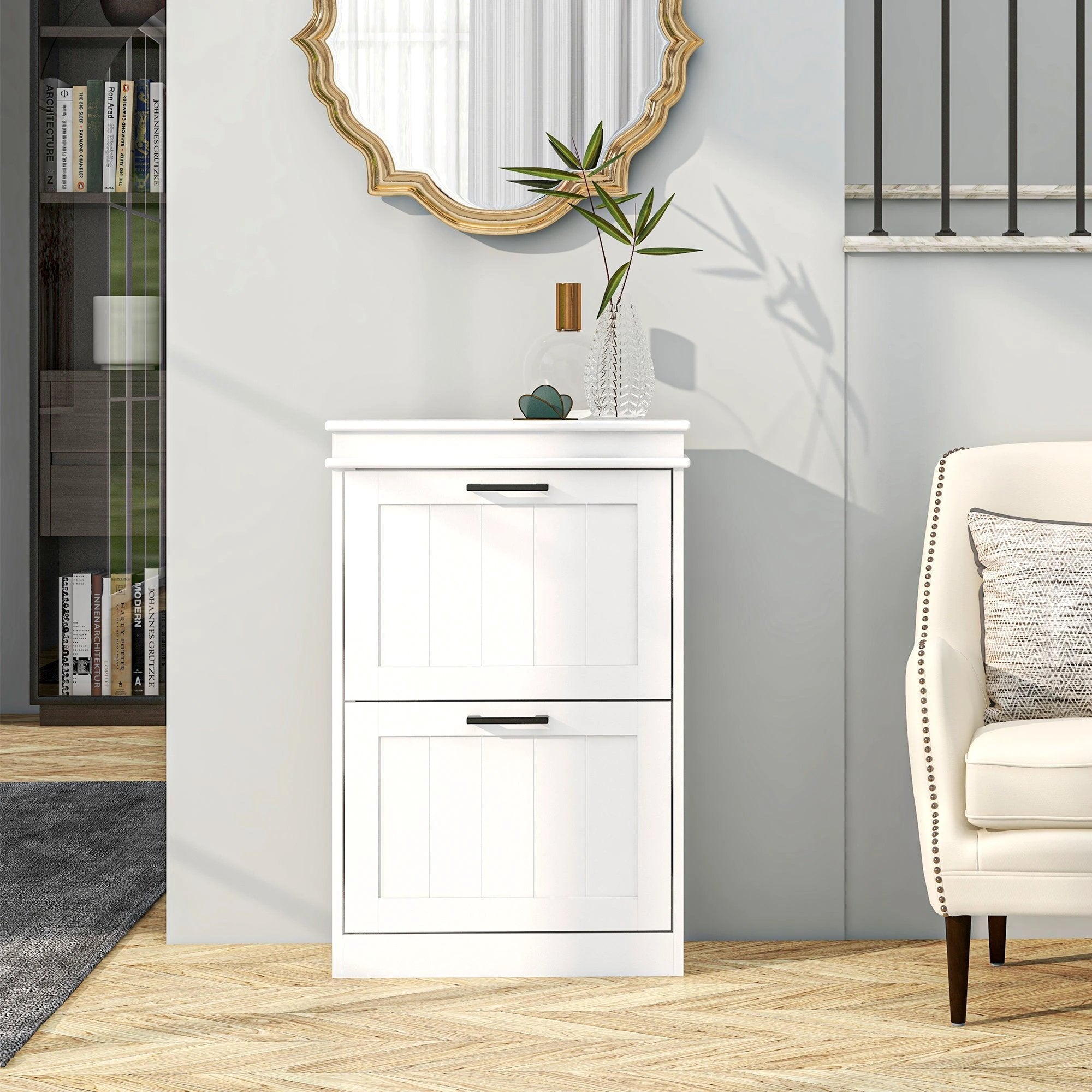 HOMCOM HOMCOM Slim Shoe Cabinet 2 Drawers Entryway - Shoe Storage