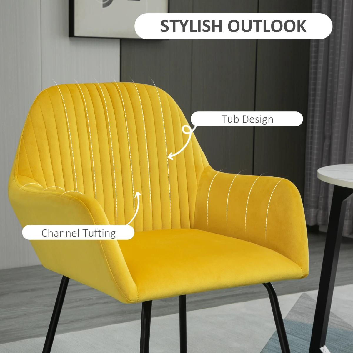 HOMCOM Velvet Accent Chair Compact Gold Base For Home Decor by HOMCOM