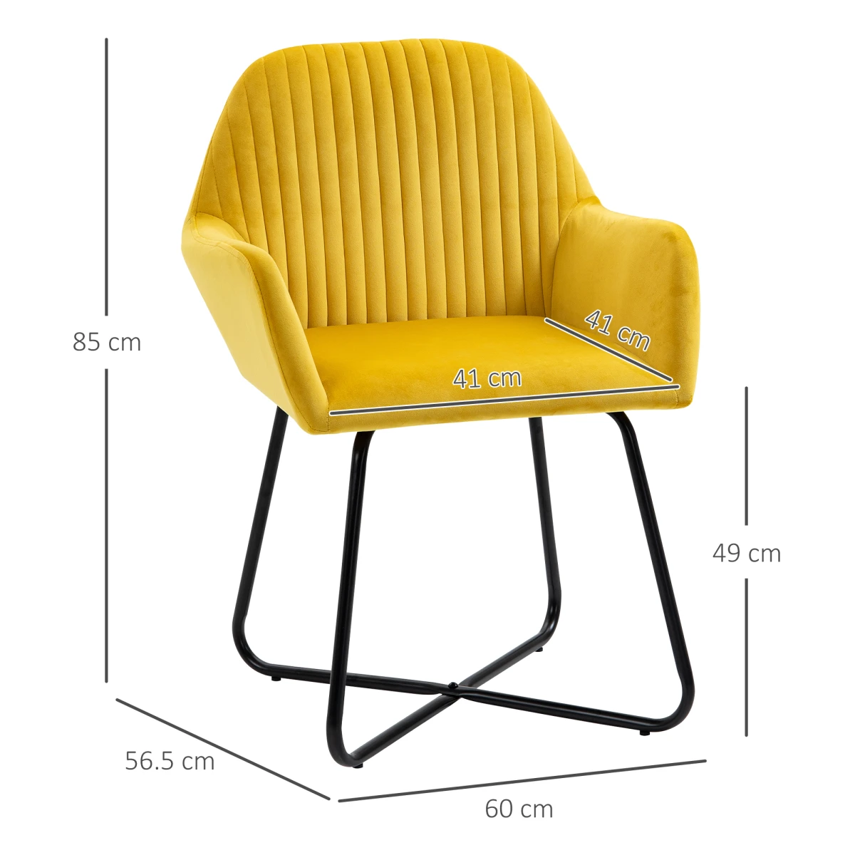 HOMCOM Velvet Accent Chair Compact Gold Base For Home Decor - Accent Chair