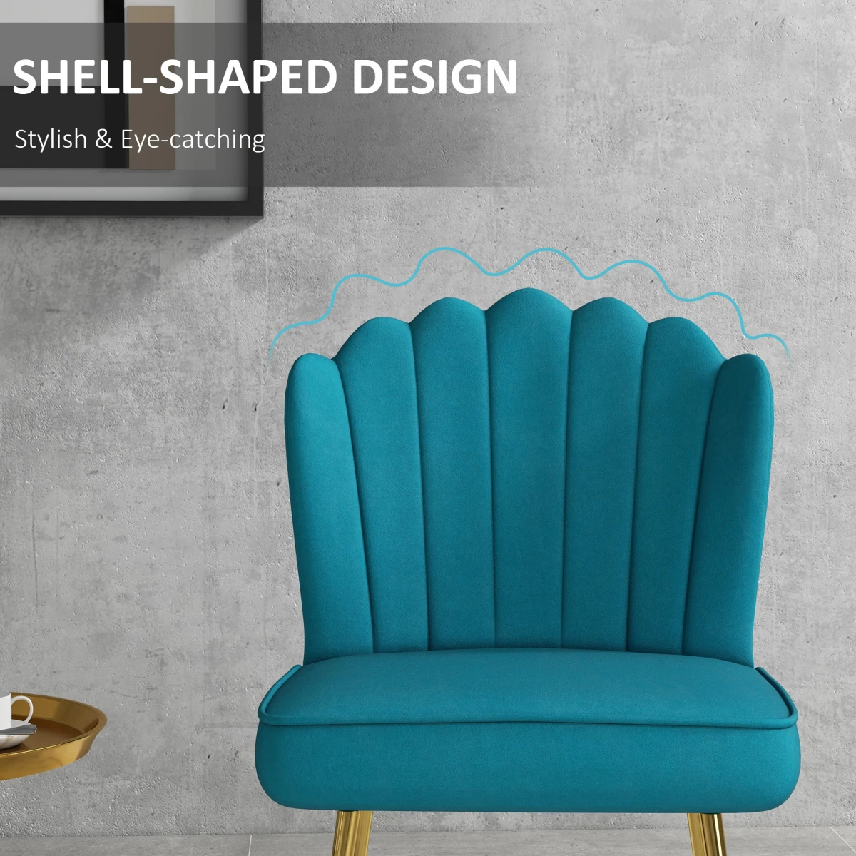 HOMCOM Velvet Shell Accent Chair With Gold Metal Legs Home - Accent Chair
