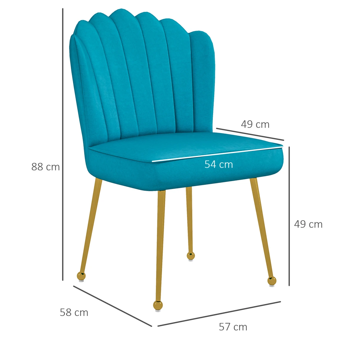 HOMCOM Velvet Shell Accent Chair With Gold Metal Legs Home - Accent Chair