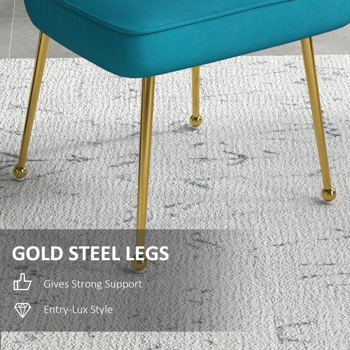 HOMCOM Velvet Shell Accent Chair With Gold Metal Legs Home - Accent Chair