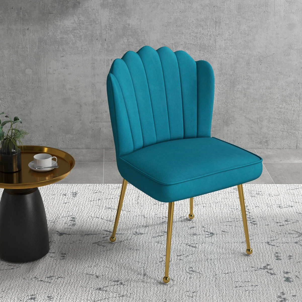HOMCOM Velvet Shell Accent Chair With Gold Metal Legs Home - Accent Chair