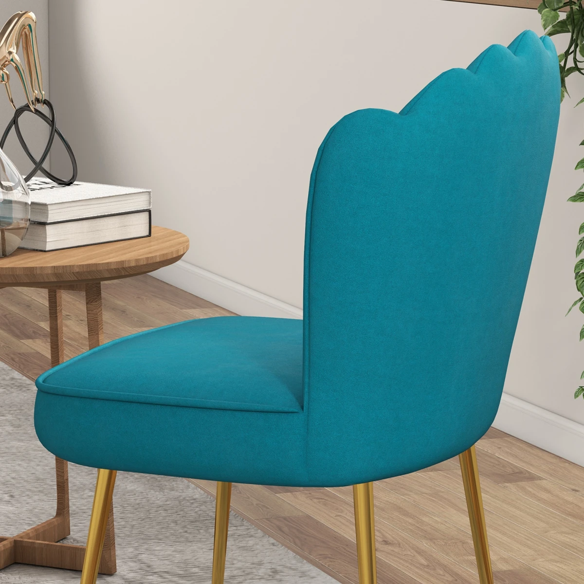 HOMCOM Velvet Shell Accent Chair With Gold Metal Legs Home - Accent Chair