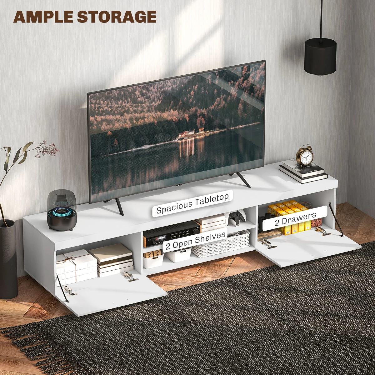 HOMCOM Modern TV Console Up To 90 Inch Storage Living Room by HOMCOM