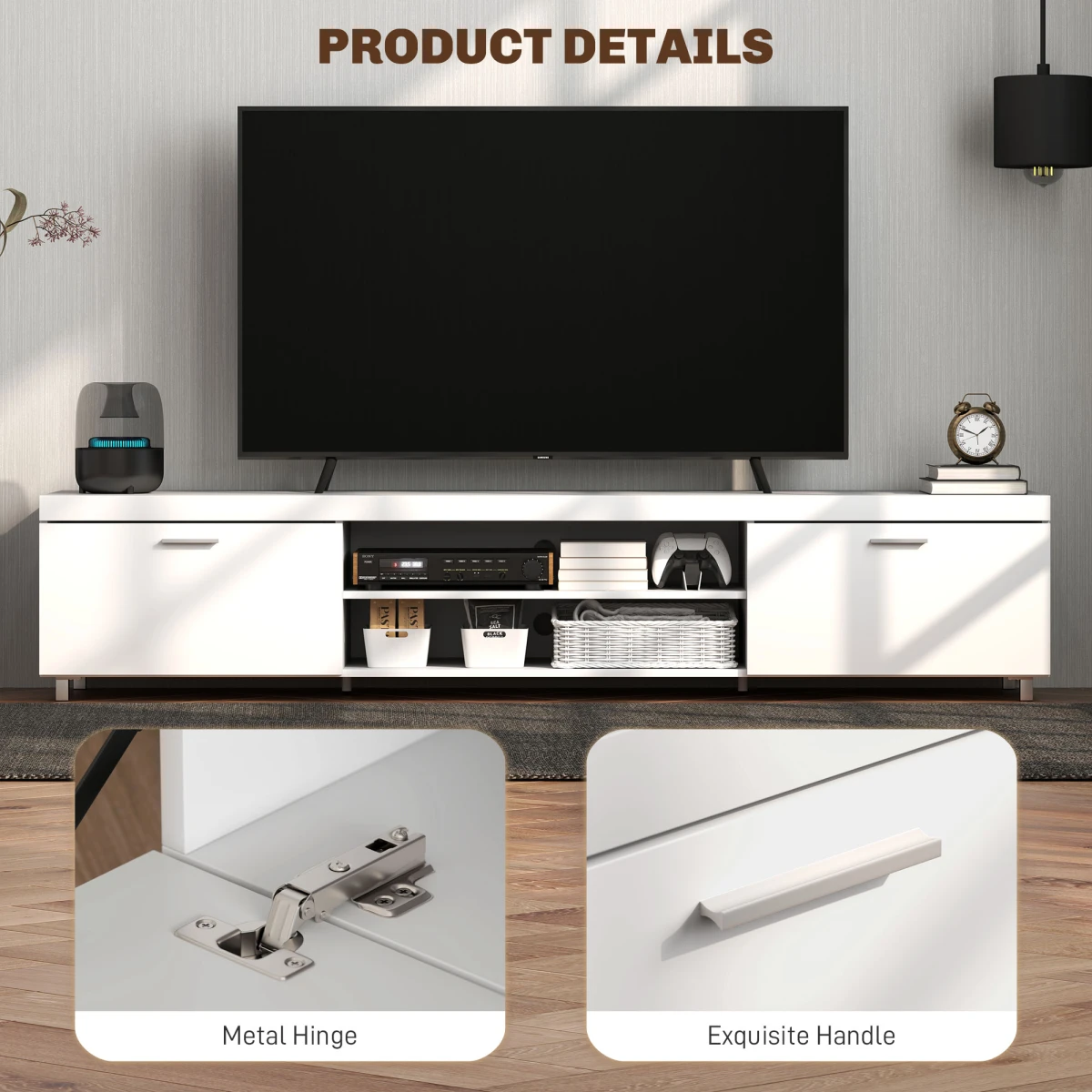 HOMCOM Modern TV Console Up To 90 Inch Storage Living Room - TV Unit