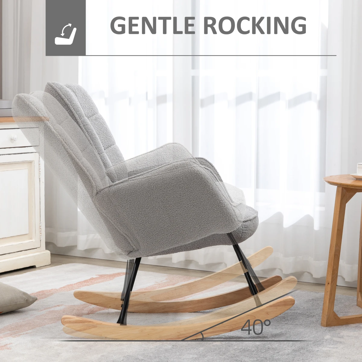 HOMCOM Wingback Rocking Chair Wide Plush Nursing - Recliner
