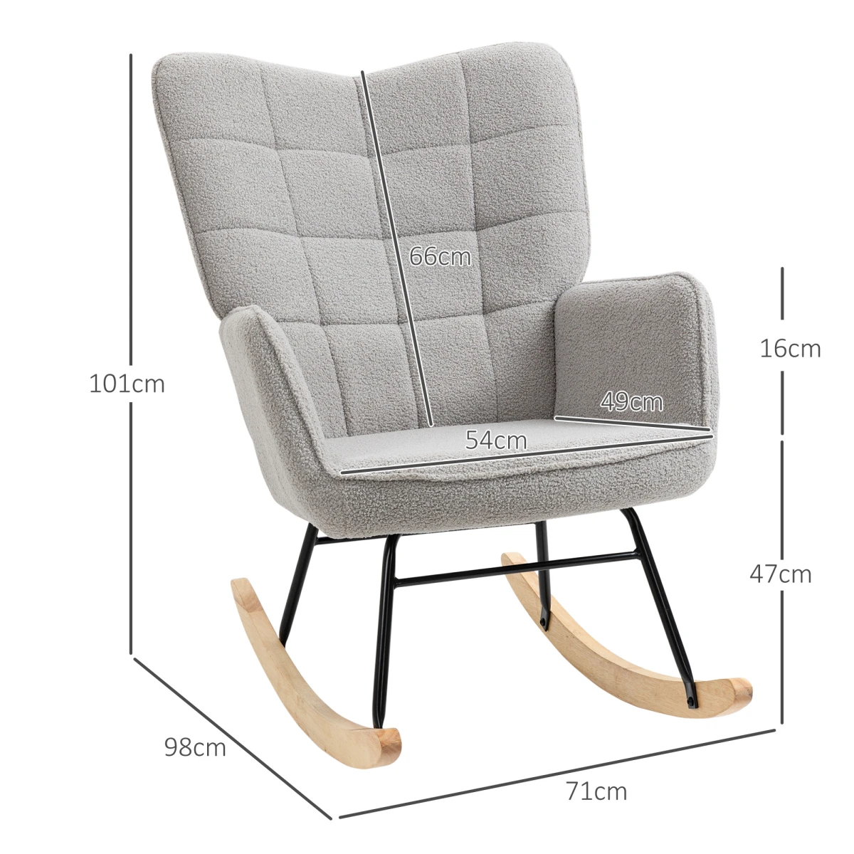 HOMCOM Wingback Rocking Chair Wide Plush Nursing - Recliner