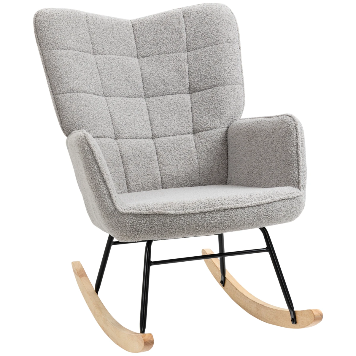 HOMCOM Wingback Rocking Chair Wide Plush Nursing - Recliner