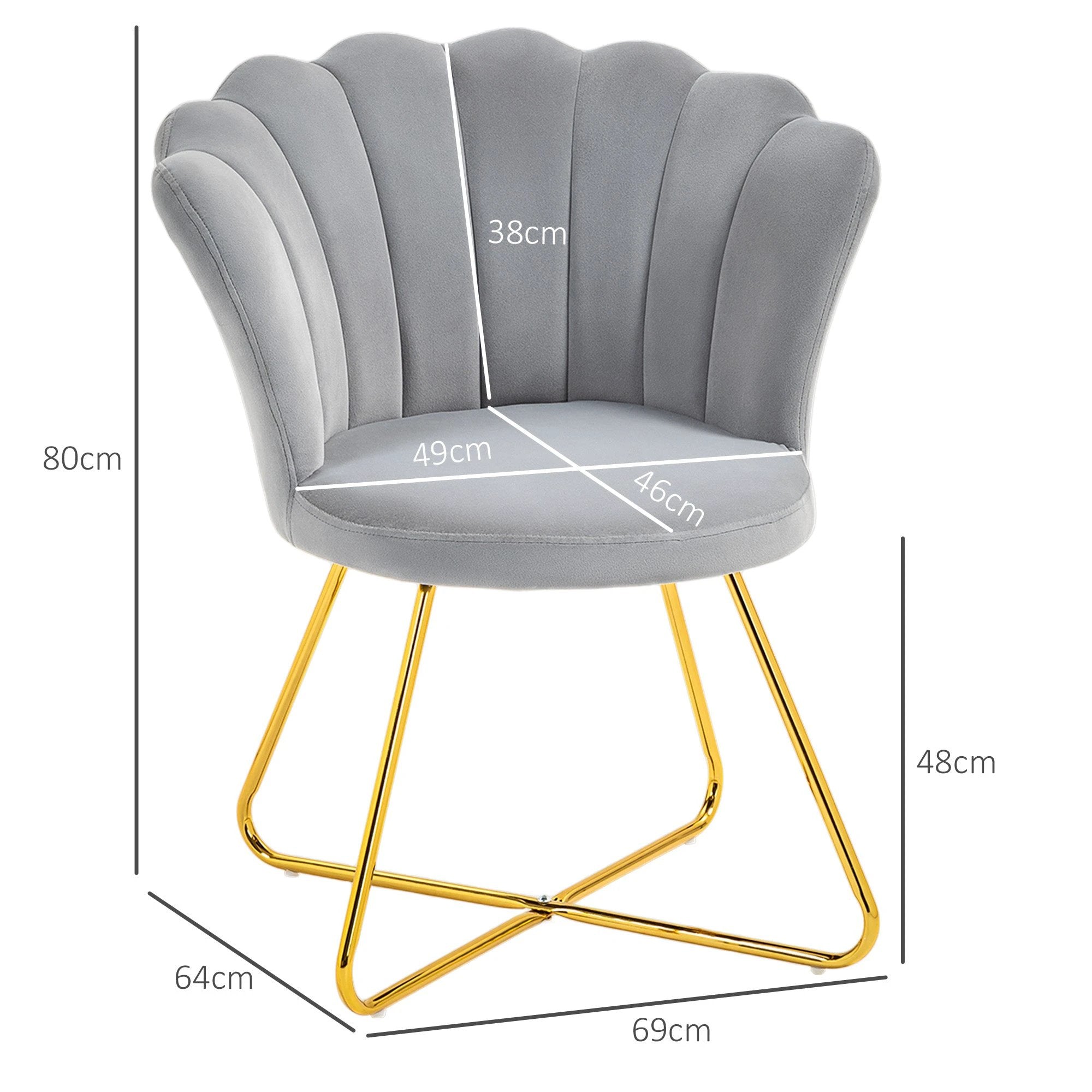 HOMCOM Velvet Accent Chair Lotus Backrest Living Room by HOMCOM