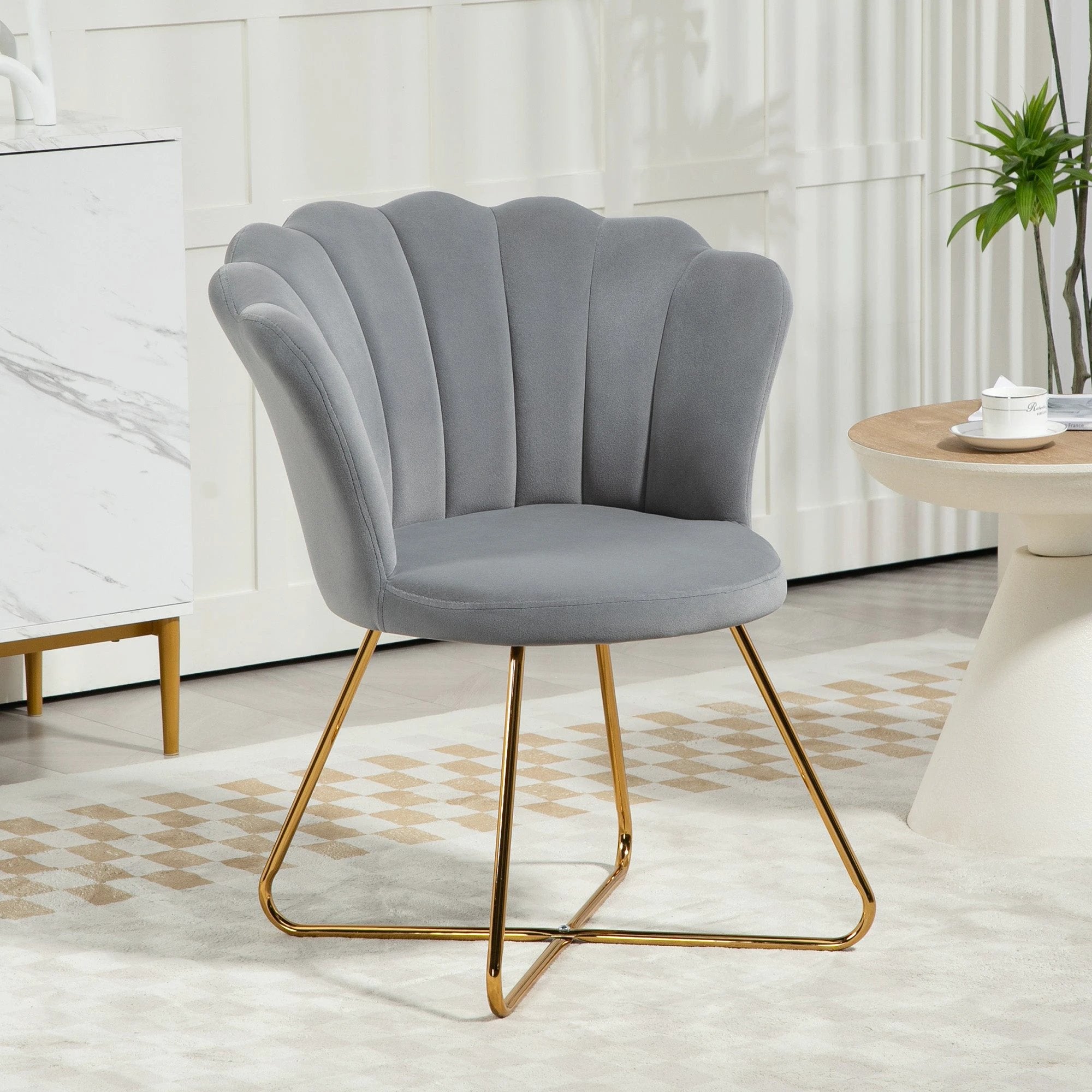 HOMCOM Velvet Accent Chair Lotus Backrest Living Room by HOMCOM