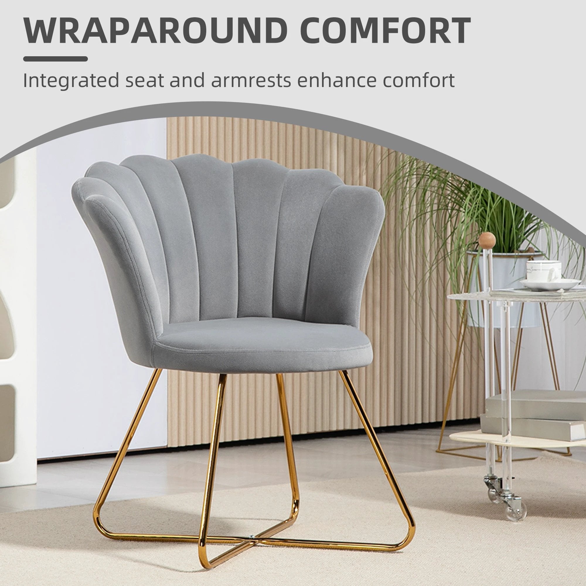 HOMCOM Velvet Accent Chair Lotus Backrest Living Room by HOMCOM