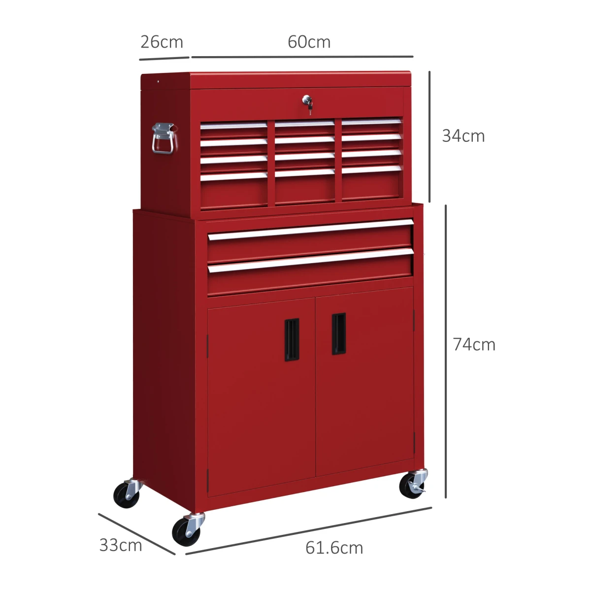 HOMCOM Tool Chest Large On Wheels For Home Garage by HOMCOM