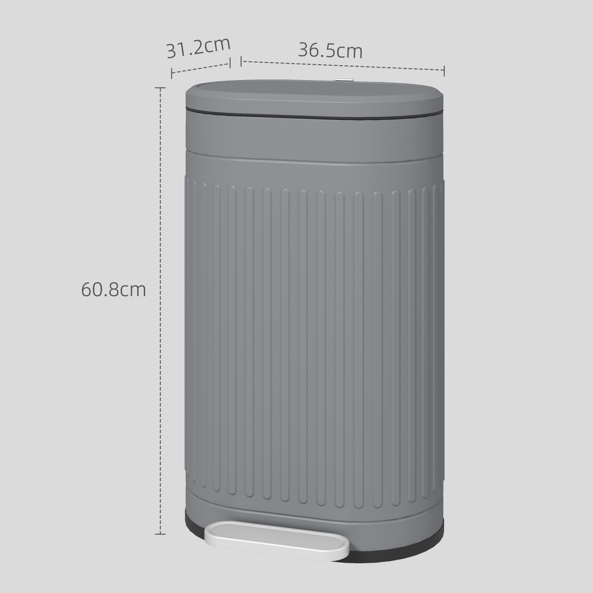HOMCOM 20L Pedal Bin, Metal Kitchen Bin with Soft-close Lid - from HOMCOM
