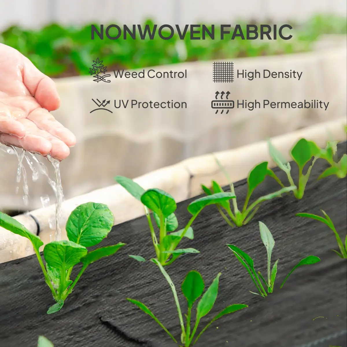 Outsunny Outsunny 1x50m Weed Barrier Fabric Durable Convenient Design Weed Block Mat - Barrier Mats