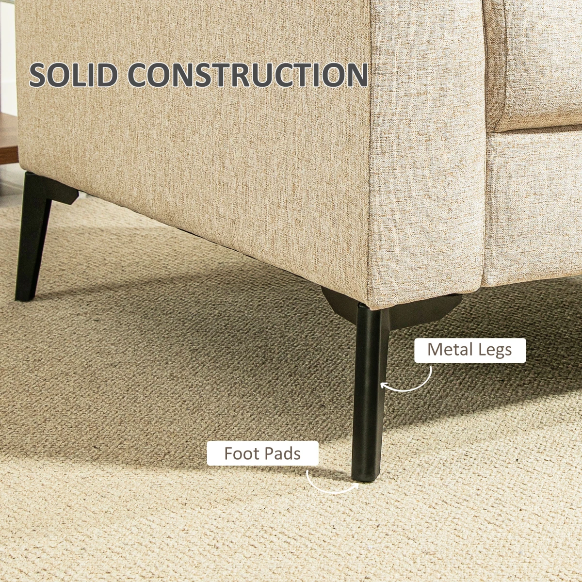 HOMCOM Accent Chair Medium Linen Fabric With Wood Frame And Metal Legs High Density Cushions For Living Room by HOMCOM
